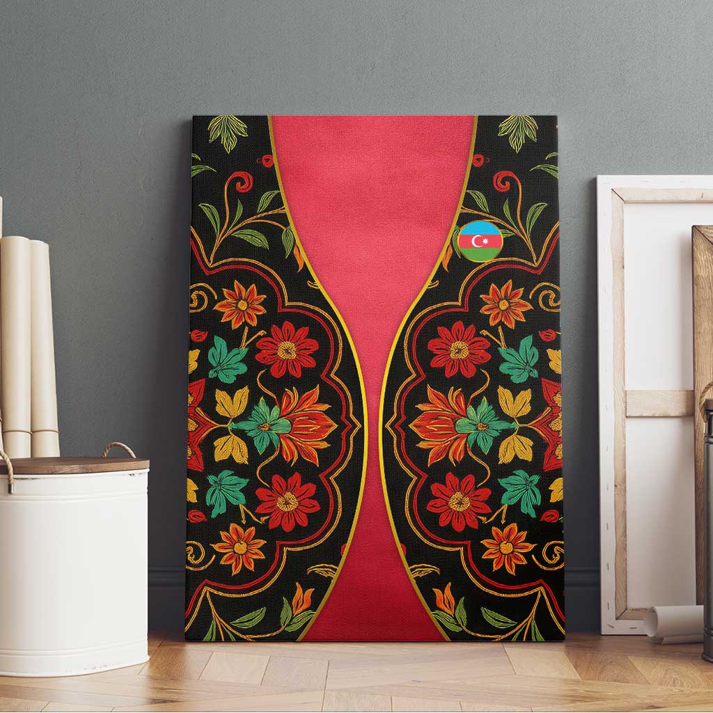 Azerbaijan Folk Floral Canvas Wall Art with Traditional Carpet-Inspired Pattern