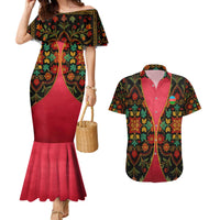 Azerbaijan Folk Floral Couples Matching Mermaid Dress and Hawaiian Shirt with Traditional Carpet-Inspired Pattern