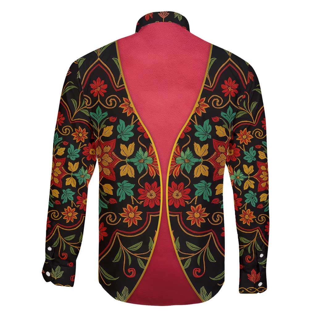 Azerbaijan Folk Floral Family Matching Mermaid Dress and Hawaiian Shirt with Traditional Carpet-Inspired Pattern