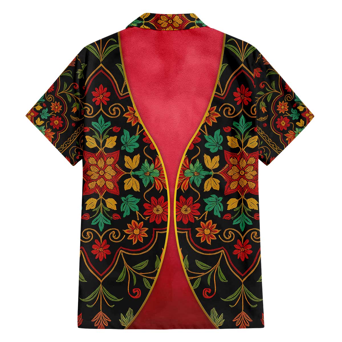 Azerbaijan Folk Floral Family Matching Off The Shoulder Long Sleeve Dress and Hawaiian Shirt with Traditional Carpet-Inspired Pattern