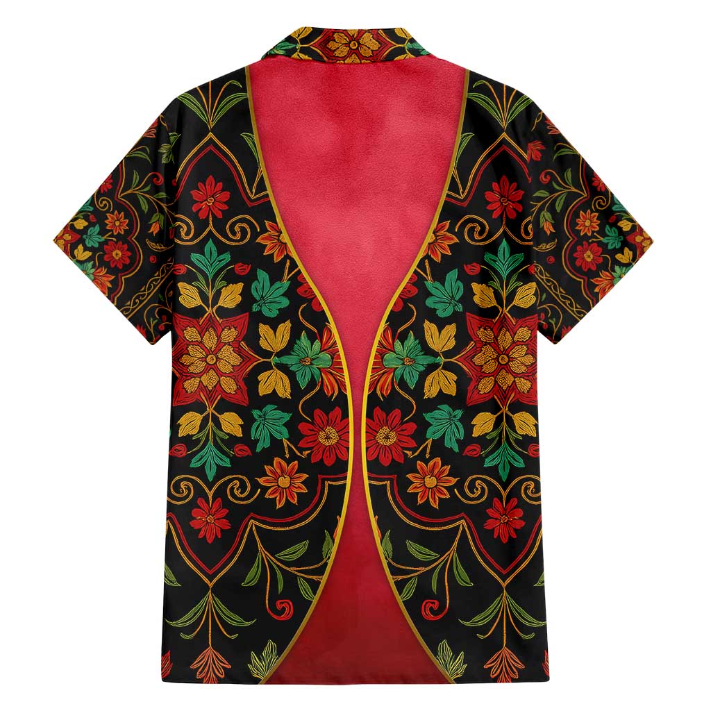 Azerbaijan Folk Floral Family Matching Off Shoulder Maxi Dress and Hawaiian Shirt with Traditional Carpet-Inspired Pattern
