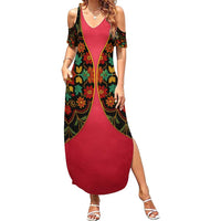 Azerbaijan Folk Floral Family Matching Summer Maxi Dress and Hawaiian Shirt with Traditional Carpet-Inspired Pattern