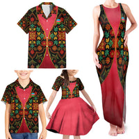 Azerbaijan Folk Floral Family Matching Tank Maxi Dress and Hawaiian Shirt with Traditional Carpet-Inspired Pattern