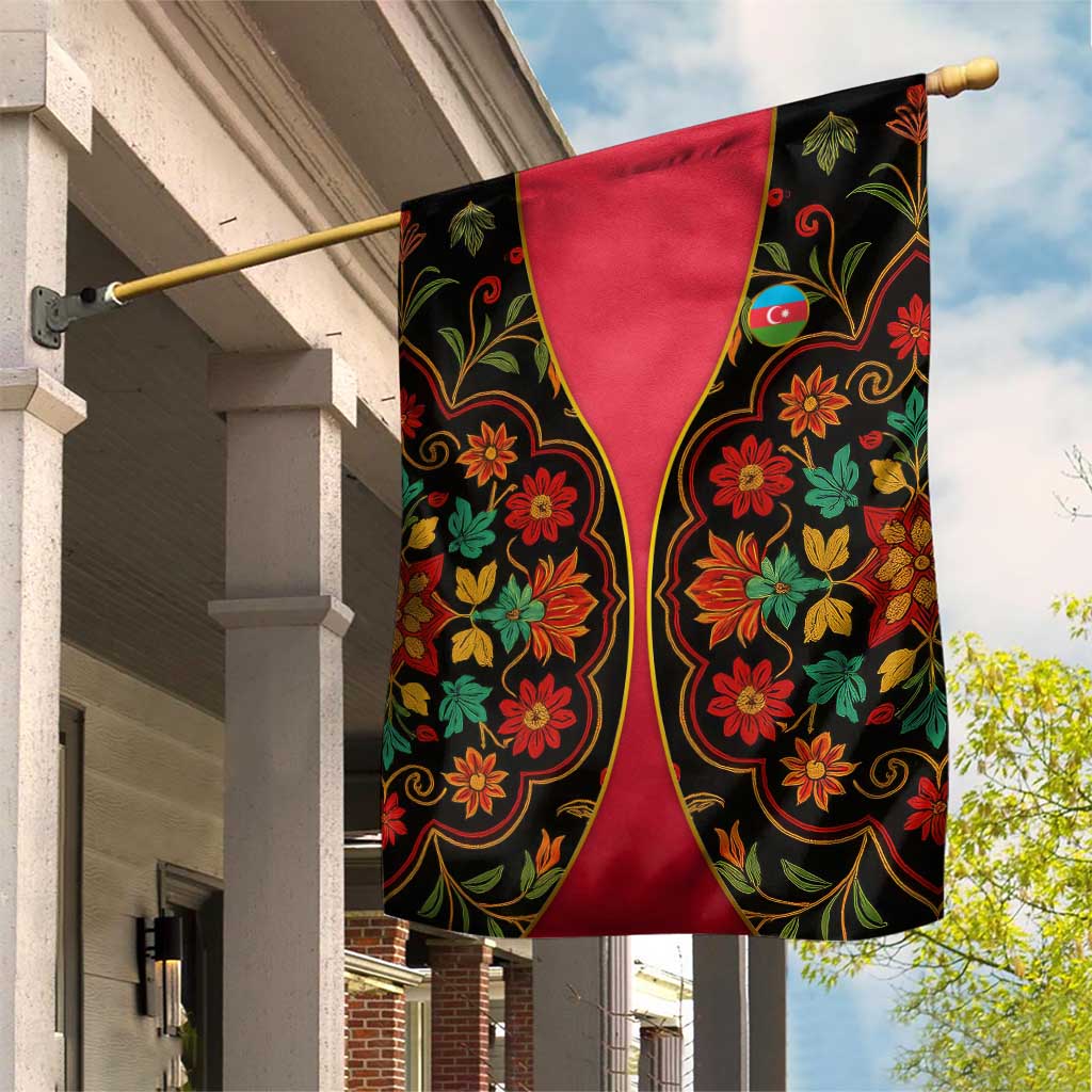 Azerbaijan Folk Floral Garden Flag with Traditional Carpet-Inspired Pattern