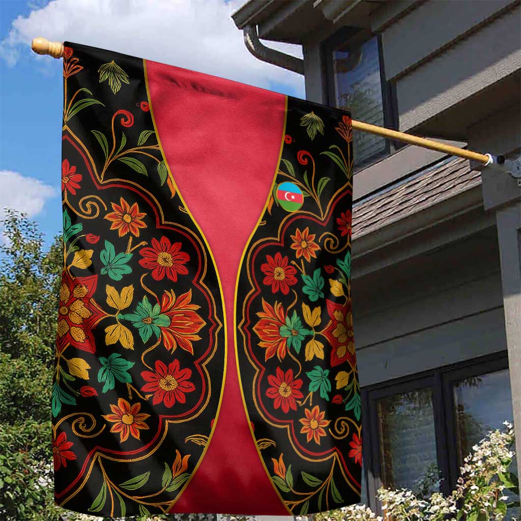 Azerbaijan Folk Floral Garden Flag with Traditional Carpet-Inspired Pattern