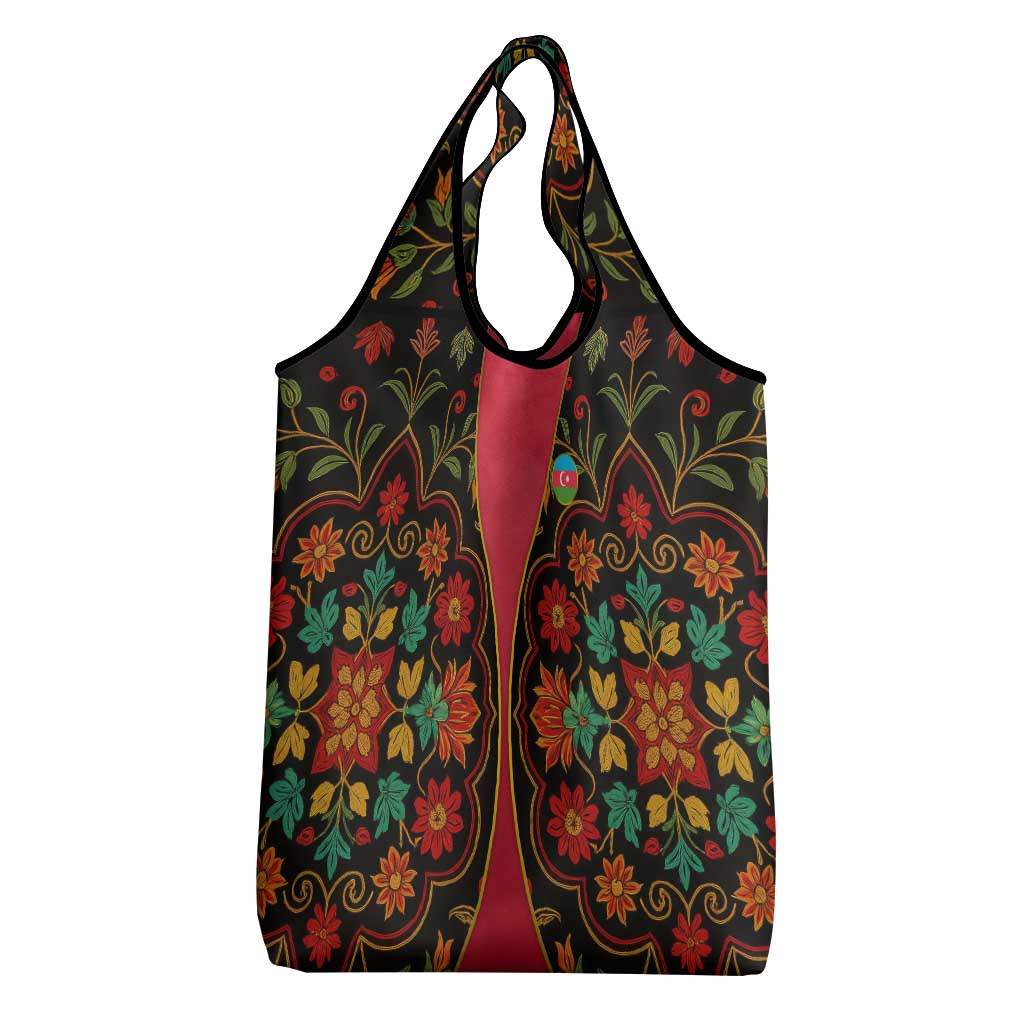 Azerbaijan Folk Floral Grocery Bag with Traditional Carpet-Inspired Pattern