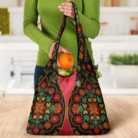 Azerbaijan Folk Floral Grocery Bag with Traditional Carpet-Inspired Pattern