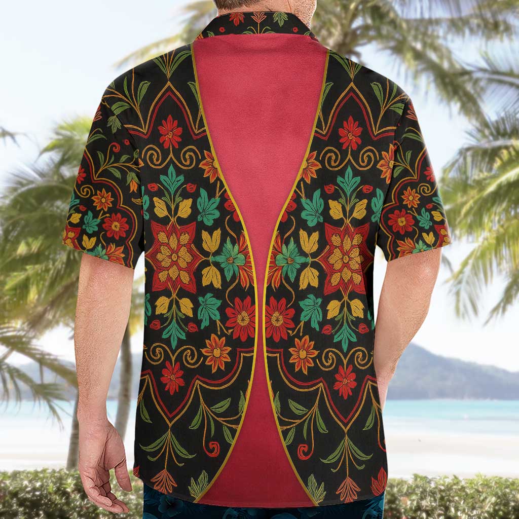 Azerbaijan Folk Floral Hawaiian Shirt with Traditional Carpet-Inspired Pattern