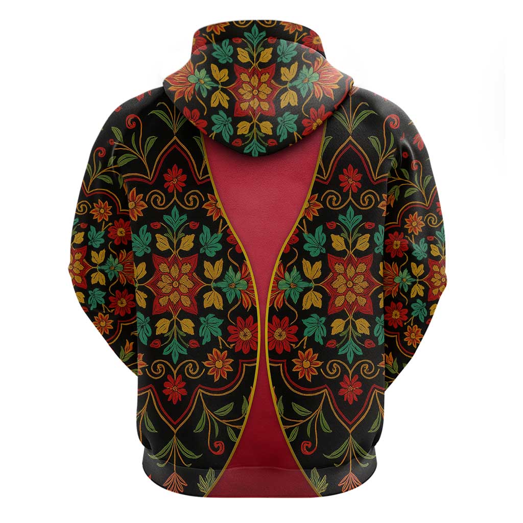 Azerbaijan Folk Floral Hoodie with Traditional Carpet-Inspired Pattern