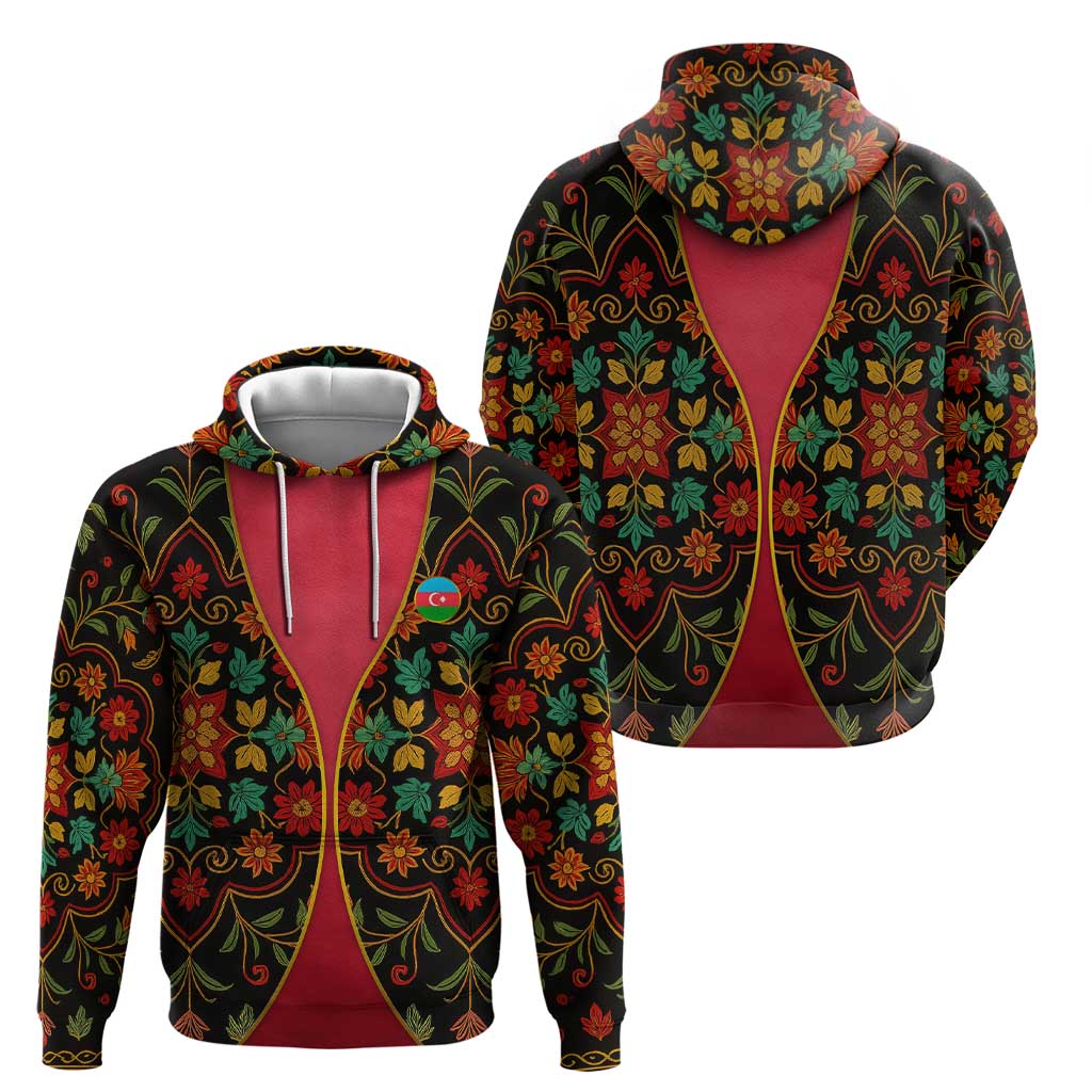 Azerbaijan Folk Floral Hoodie with Traditional Carpet-Inspired Pattern