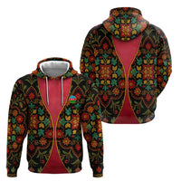 Azerbaijan Folk Floral Hoodie with Traditional Carpet-Inspired Pattern