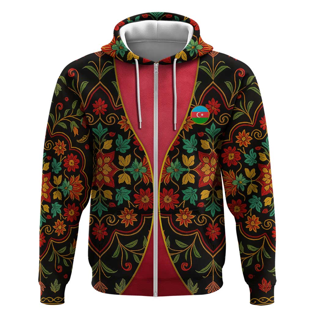 Azerbaijan Folk Floral Hoodie with Traditional Carpet-Inspired Pattern