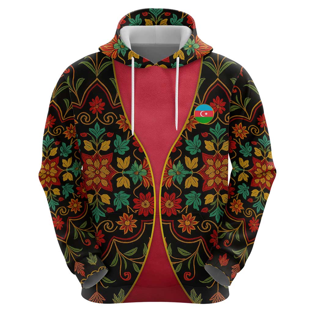 Azerbaijan Folk Floral Hoodie with Traditional Carpet-Inspired Pattern