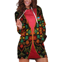 Azerbaijan Folk Floral Hoodie Dress with Traditional Carpet-Inspired Pattern