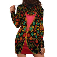 Azerbaijan Folk Floral Hoodie Dress with Traditional Carpet-Inspired Pattern
