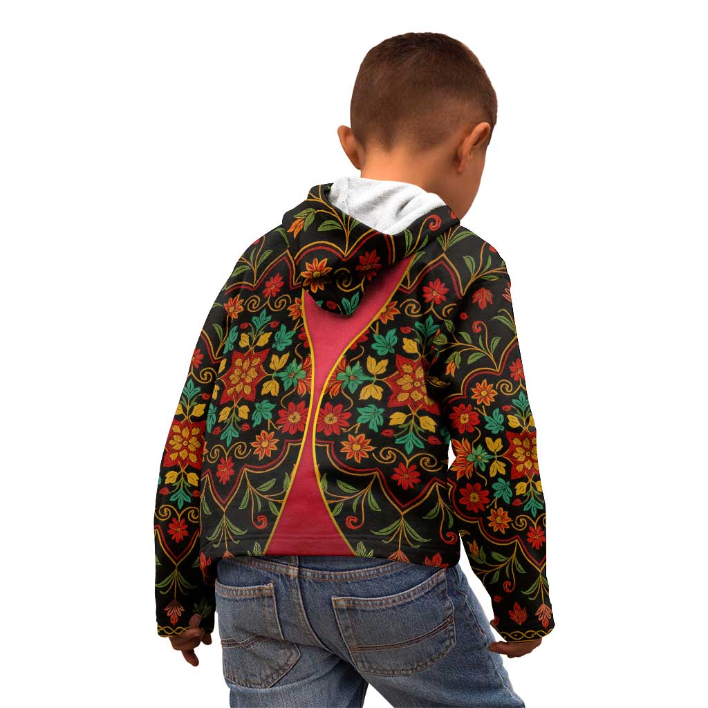 Azerbaijan Folk Floral Kid Hoodie with Traditional Carpet-Inspired Pattern