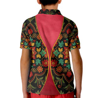 Azerbaijan Folk Floral Kid Polo Shirt with Traditional Carpet-Inspired Pattern