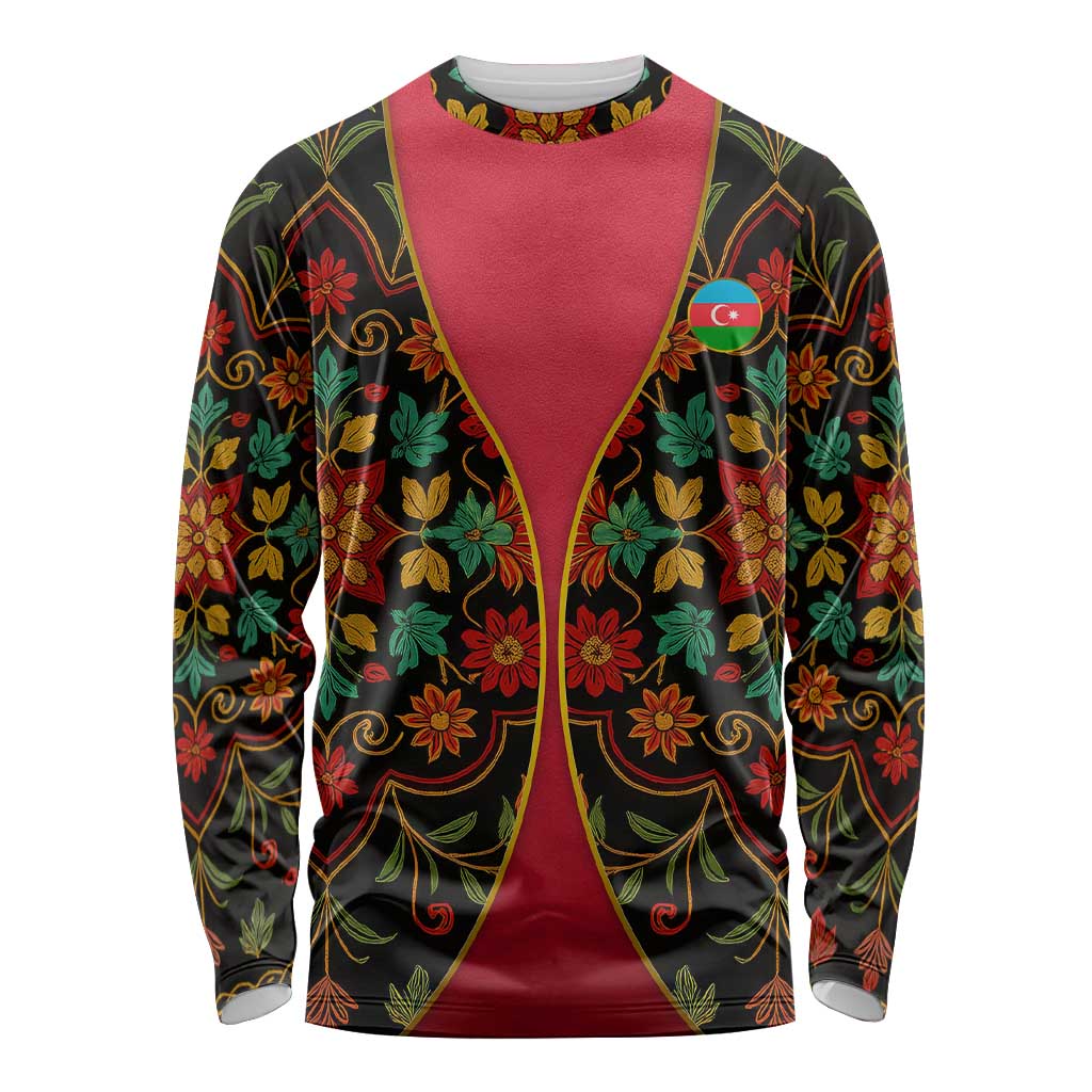 Azerbaijan Folk Floral Long Sleeve Shirt with Traditional Carpet-Inspired Pattern