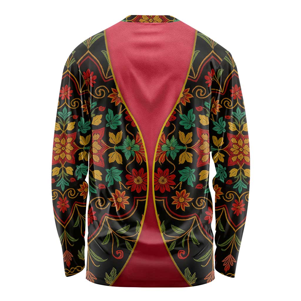 Azerbaijan Folk Floral Long Sleeve Shirt with Traditional Carpet-Inspired Pattern