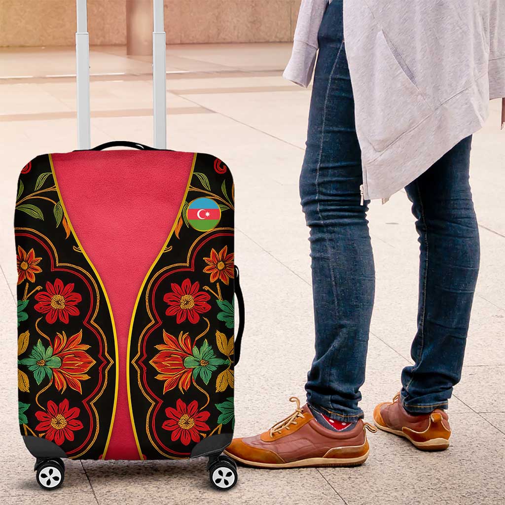 Azerbaijan Folk Floral Luggage Cover with Traditional Carpet-Inspired Pattern