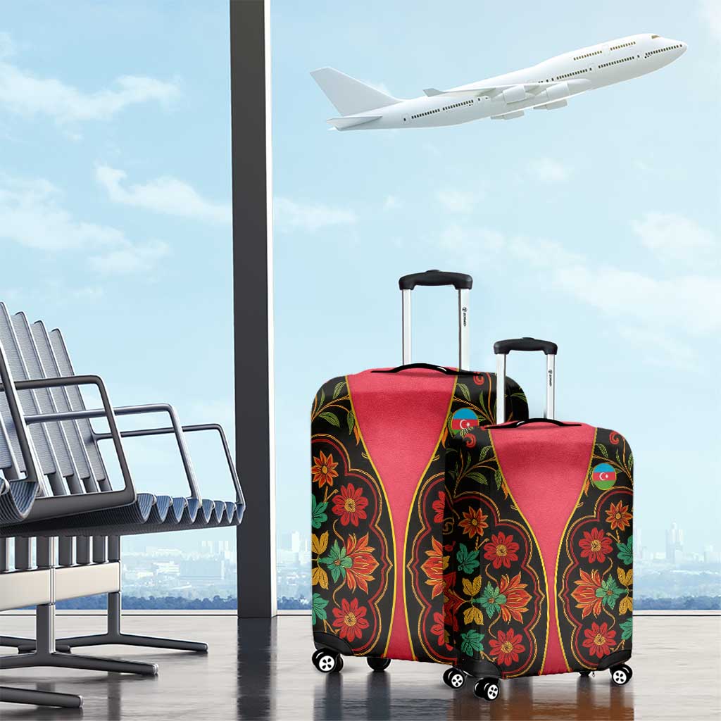 Azerbaijan Folk Floral Luggage Cover with Traditional Carpet-Inspired Pattern