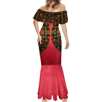 Azerbaijan Folk Floral Mermaid Dress with Traditional Carpet-Inspired Pattern