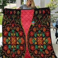 Azerbaijan Folk Floral Quilt with Traditional Carpet-Inspired Pattern