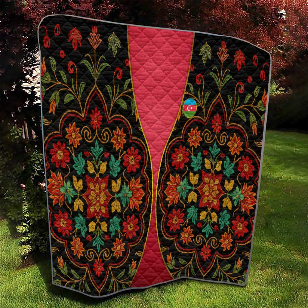 Azerbaijan Folk Floral Quilt with Traditional Carpet-Inspired Pattern