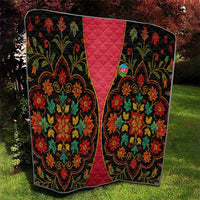 Azerbaijan Folk Floral Quilt with Traditional Carpet-Inspired Pattern
