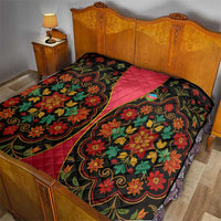 Azerbaijan Folk Floral Quilt with Traditional Carpet-Inspired Pattern