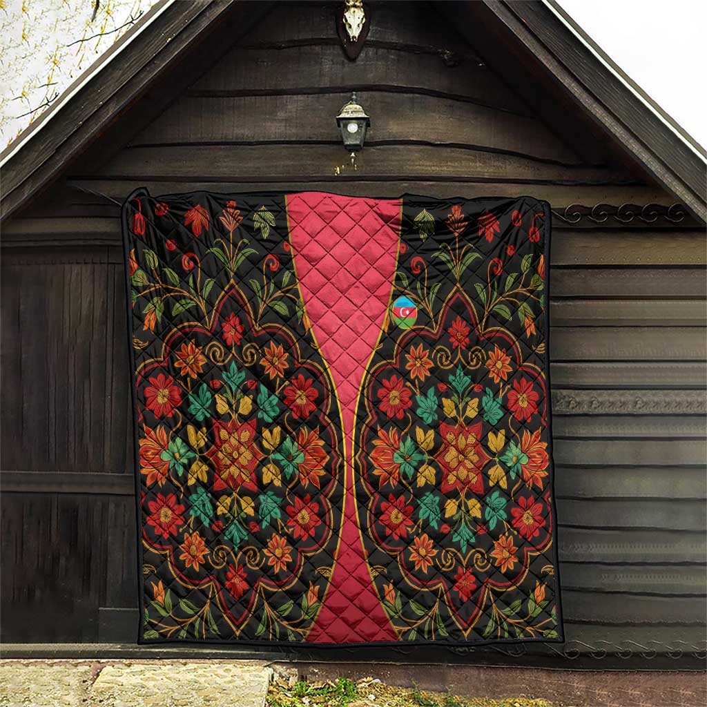 Azerbaijan Folk Floral Quilt with Traditional Carpet-Inspired Pattern