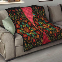 Azerbaijan Folk Floral Quilt with Traditional Carpet-Inspired Pattern