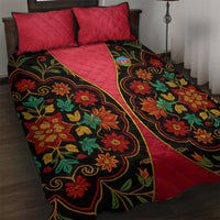 Azerbaijan Folk Floral Quilt Bed Set with Traditional Carpet-Inspired Pattern