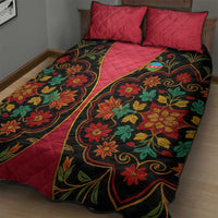 Azerbaijan Folk Floral Quilt Bed Set with Traditional Carpet-Inspired Pattern