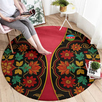 Azerbaijan Folk Floral Round Carpet with Traditional Carpet-Inspired Pattern