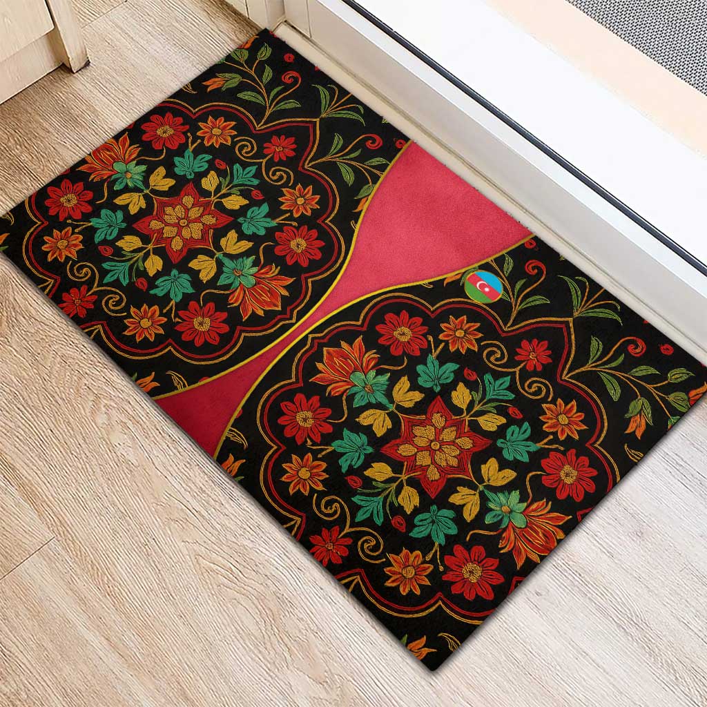 Azerbaijan Folk Floral Rubber Doormat with Traditional Carpet-Inspired Pattern
