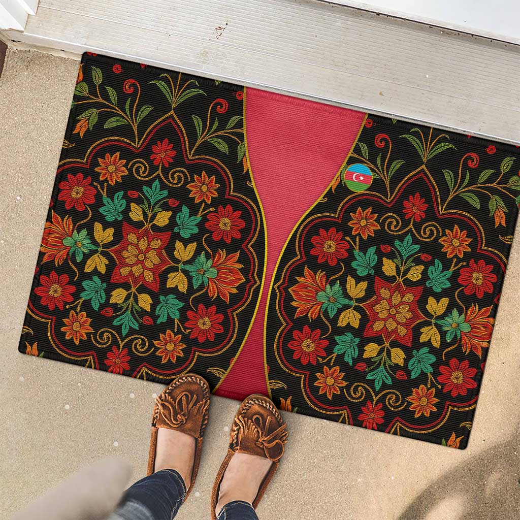 Azerbaijan Folk Floral Rubber Doormat with Traditional Carpet-Inspired Pattern