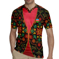 Azerbaijan Folk Floral Rugby Jersey with Traditional Carpet-Inspired Pattern