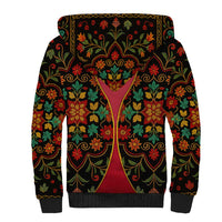 Azerbaijan Folk Floral Sherpa Hoodie with Traditional Carpet-Inspired Pattern