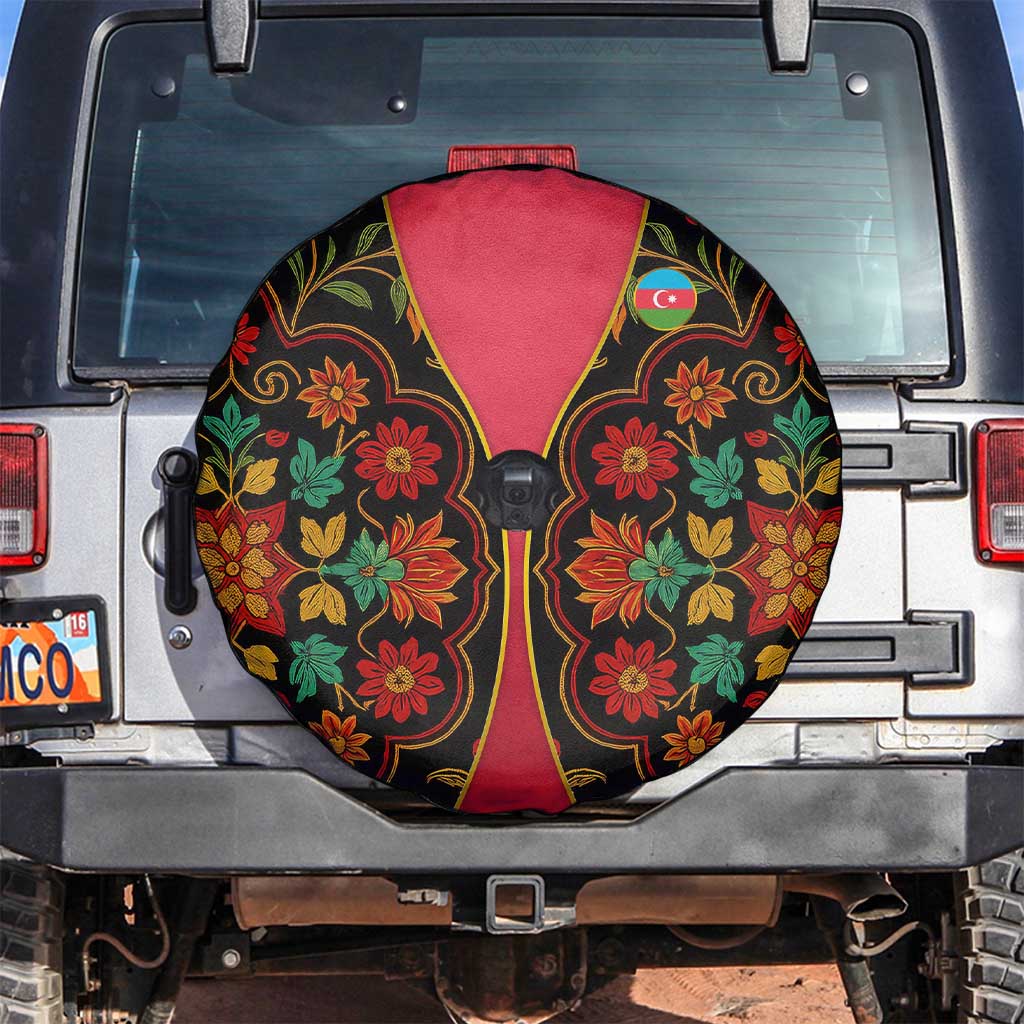 Azerbaijan Folk Floral Spare Tire Cover with Traditional Carpet-Inspired Pattern