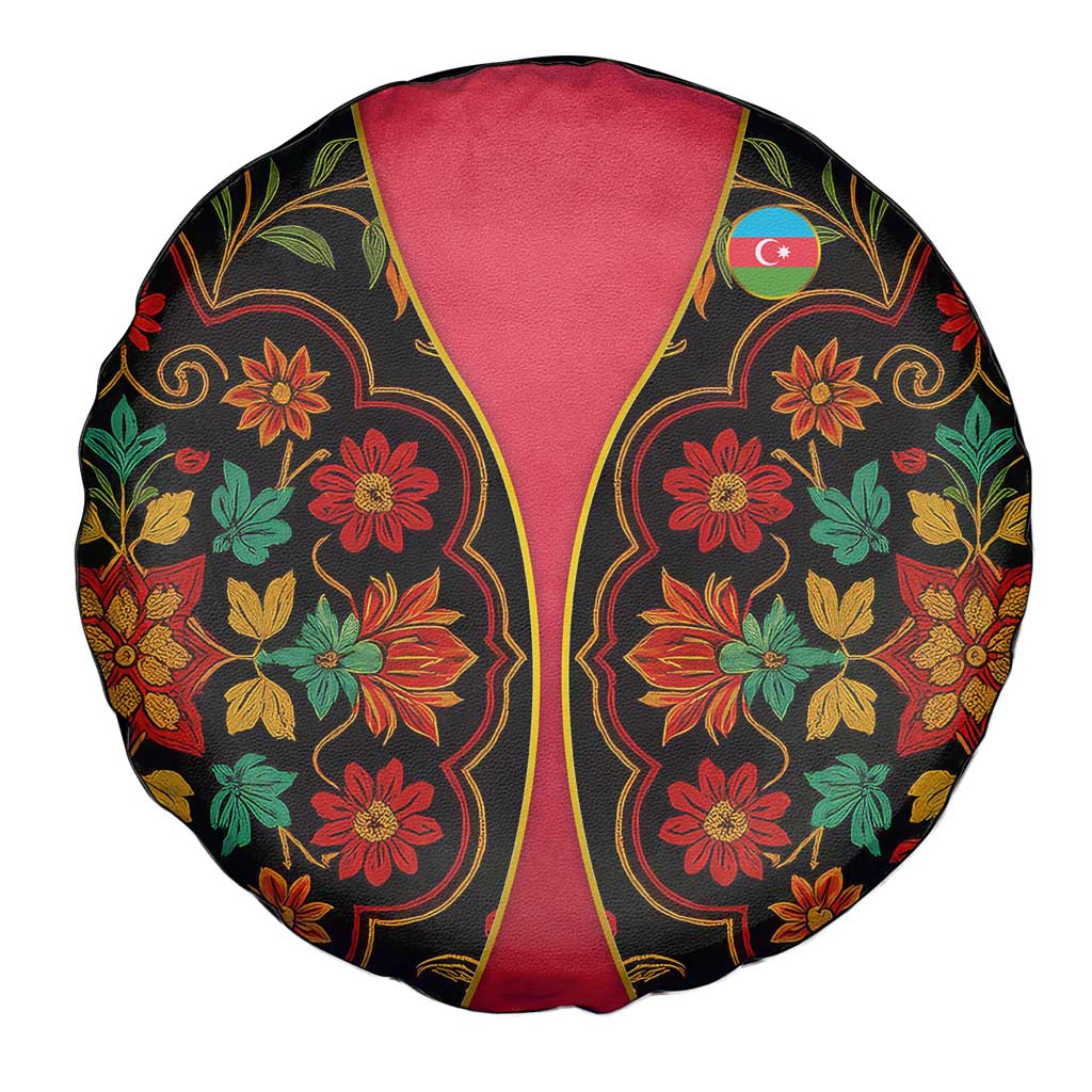 Azerbaijan Folk Floral Spare Tire Cover with Traditional Carpet-Inspired Pattern