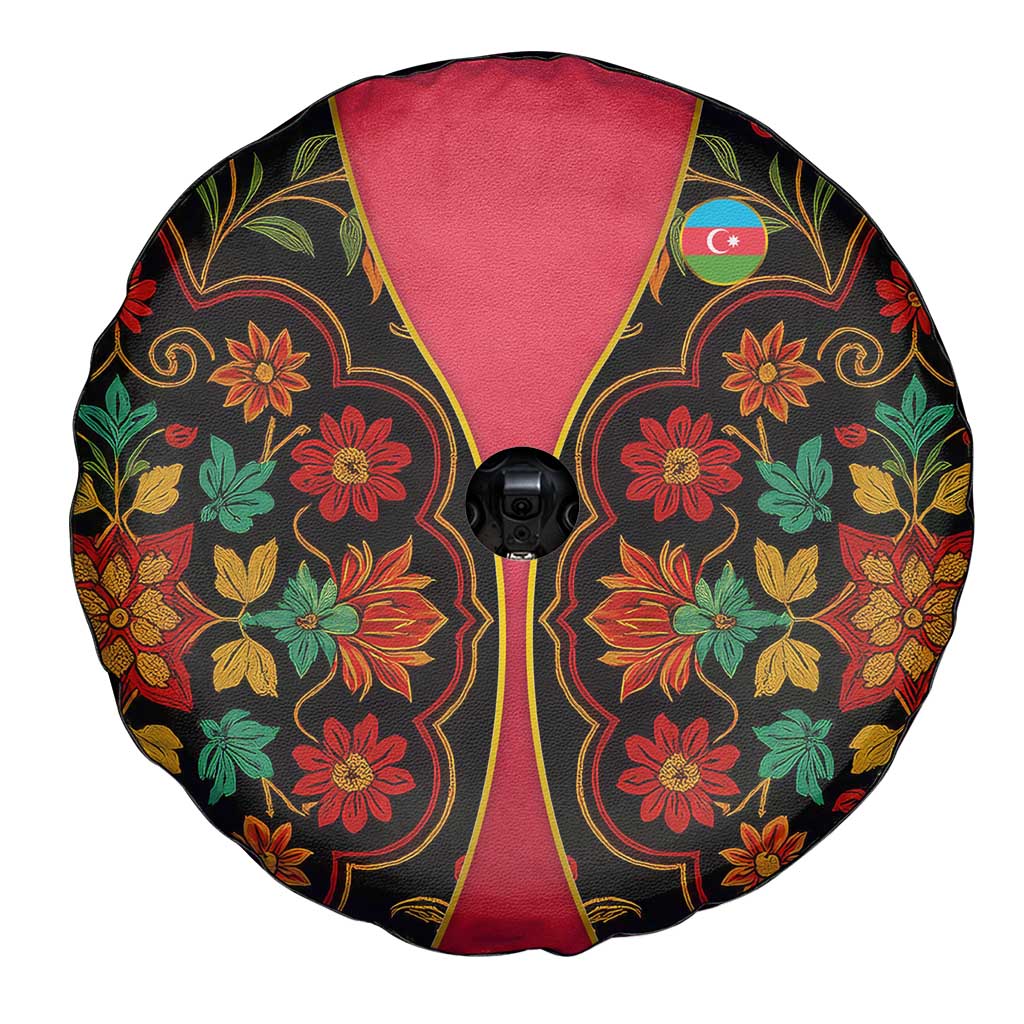 Azerbaijan Folk Floral Spare Tire Cover with Traditional Carpet-Inspired Pattern