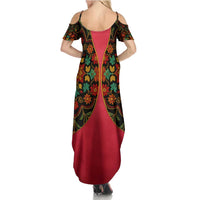 Azerbaijan Folk Floral Summer Maxi Dress with Traditional Carpet-Inspired Pattern