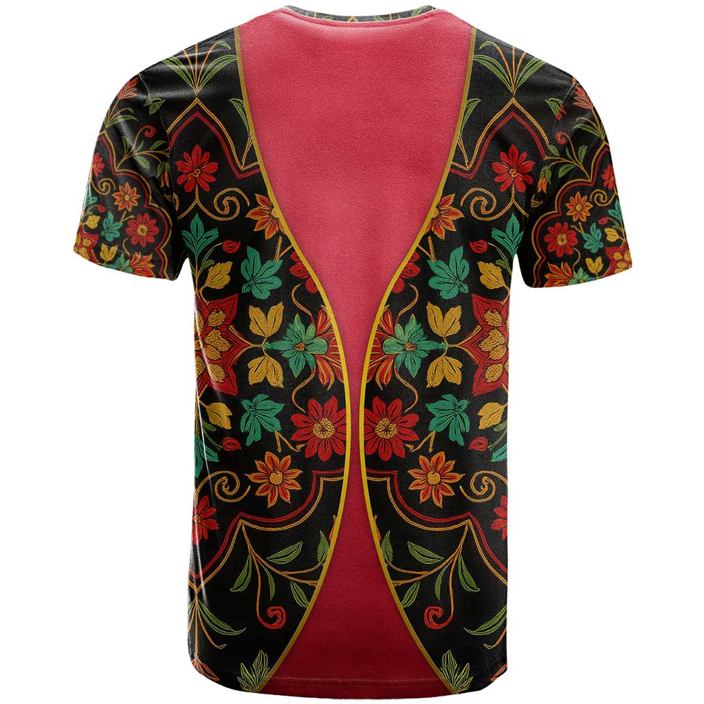 Azerbaijan Folk Floral T Shirt with Traditional Carpet-Inspired Pattern