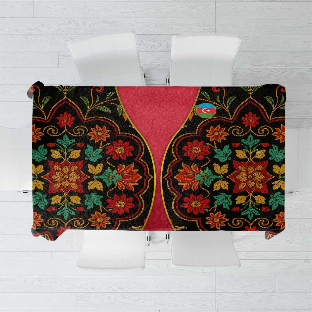 Azerbaijan Folk Floral Tablecloth with Traditional Carpet-Inspired Pattern