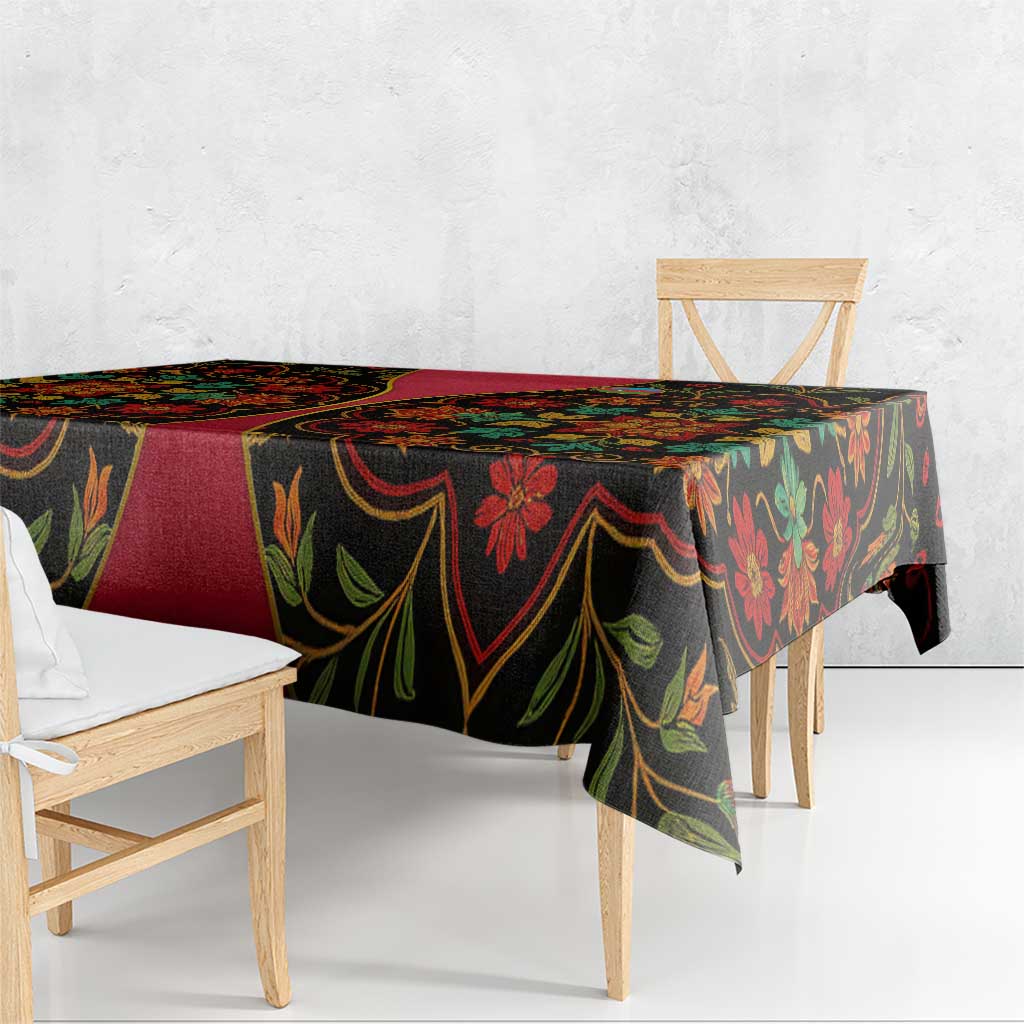Azerbaijan Folk Floral Tablecloth with Traditional Carpet-Inspired Pattern