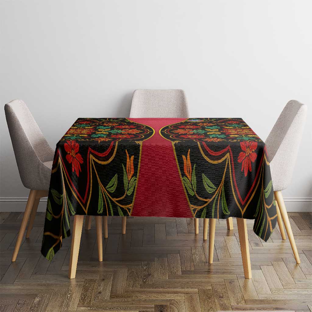 Azerbaijan Folk Floral Tablecloth with Traditional Carpet-Inspired Pattern