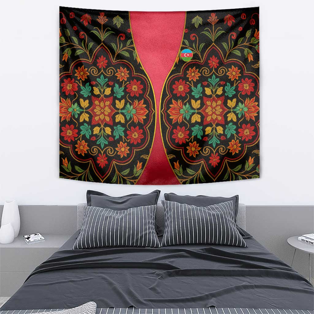 Azerbaijan Folk Floral Tapestry with Traditional Carpet-Inspired Pattern