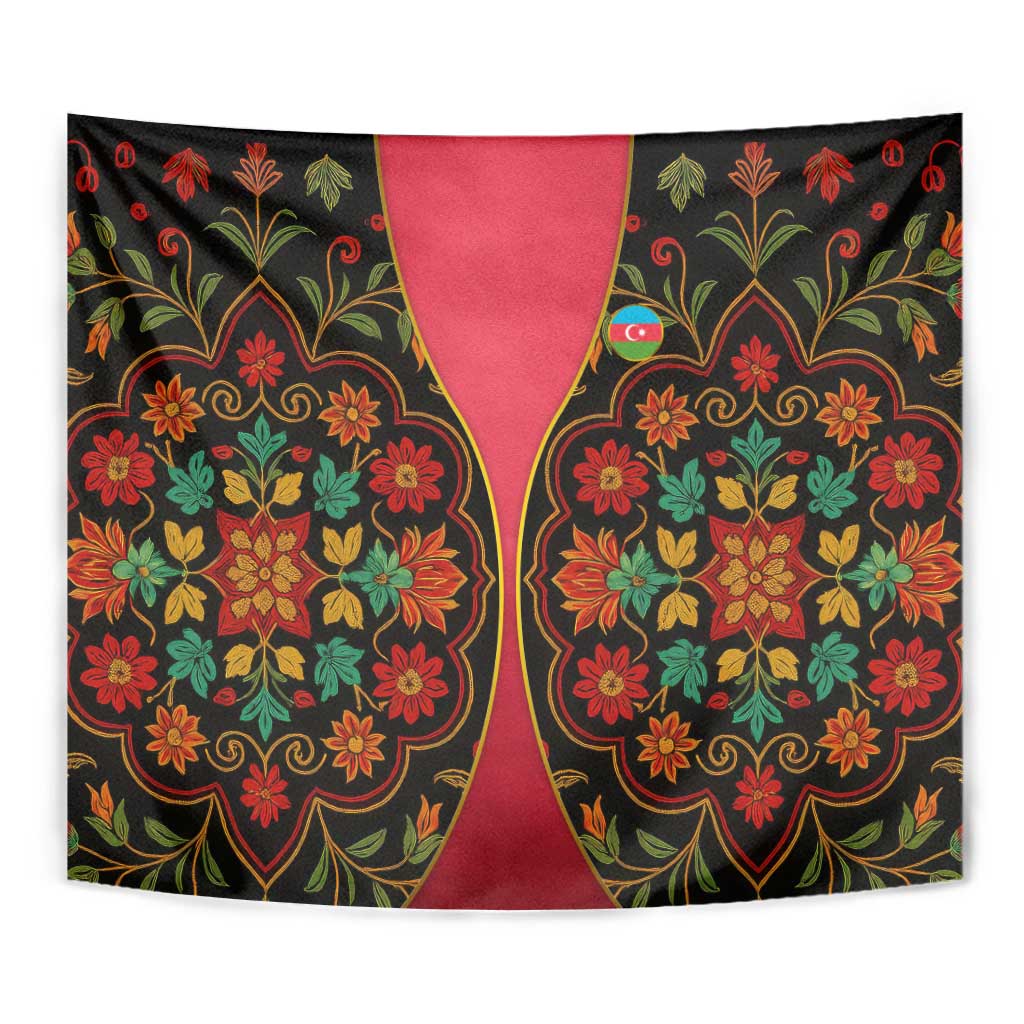 Azerbaijan Folk Floral Tapestry with Traditional Carpet-Inspired Pattern