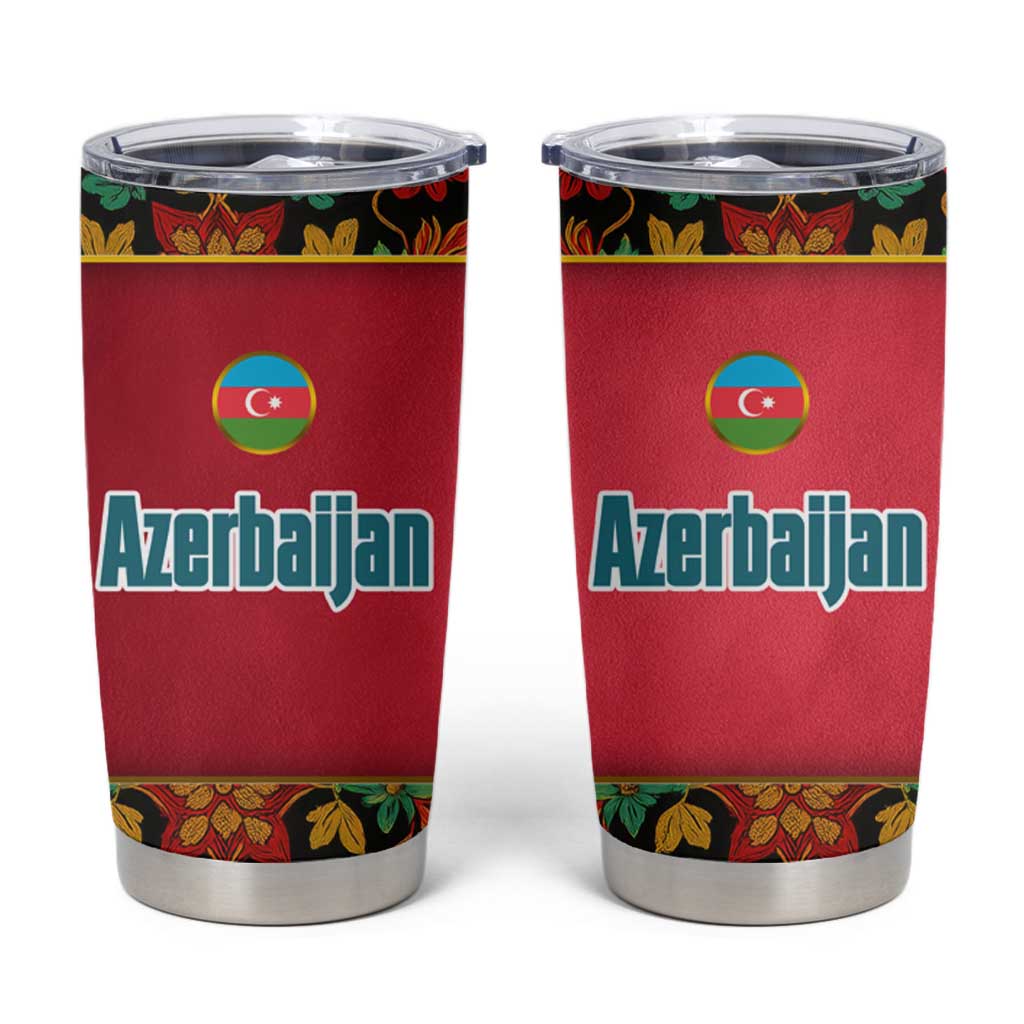 Azerbaijan Folk Floral Tumbler Cup with Traditional Carpet-Inspired Pattern